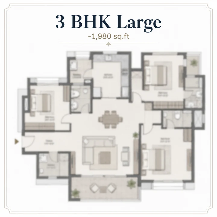 Casagrand Sunside 3 BHK Large floor plan layout